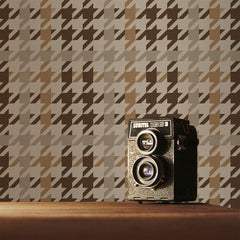 Houndstooth Plaid Wallpaper In Browns