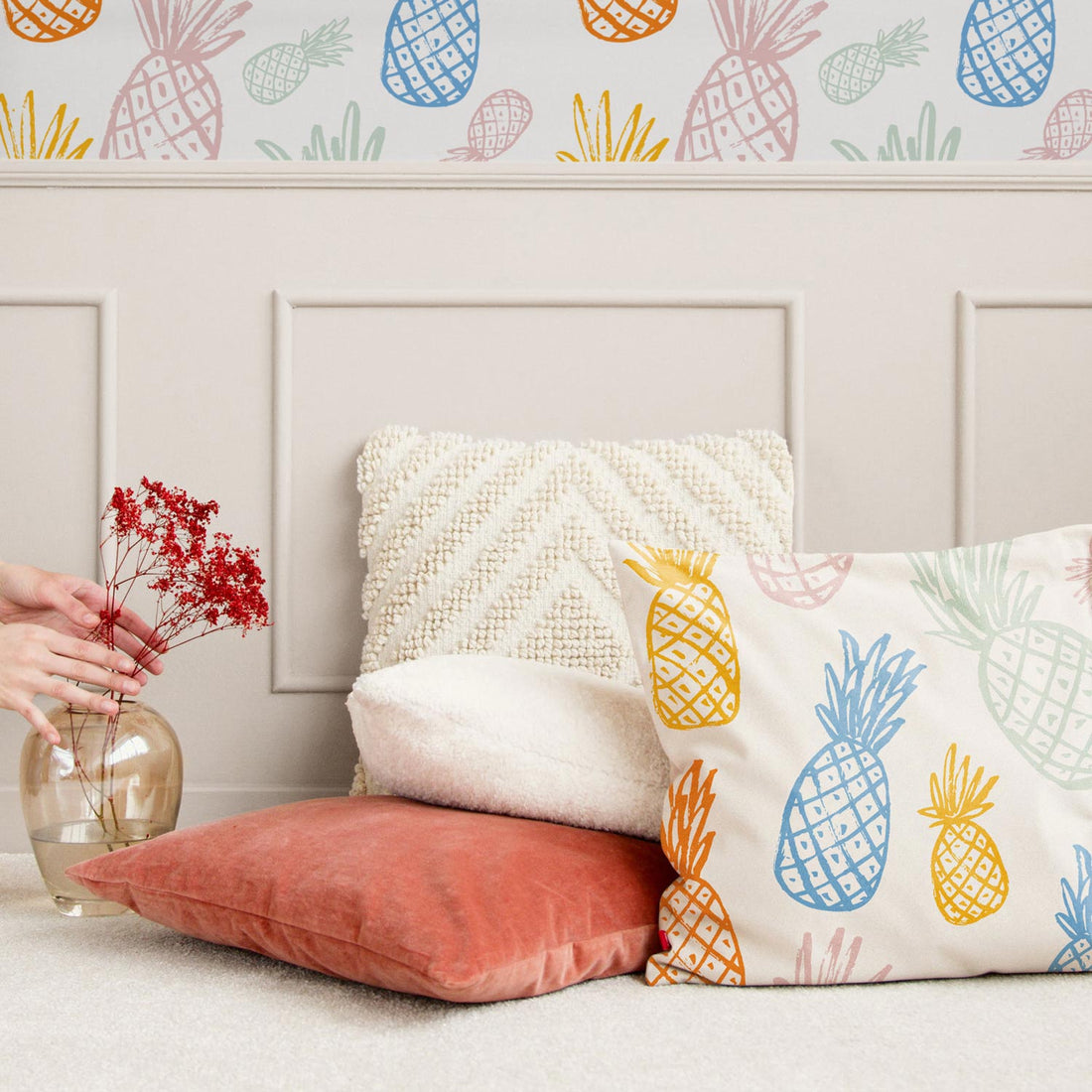 fun pineapple print pillowcase in multicolors