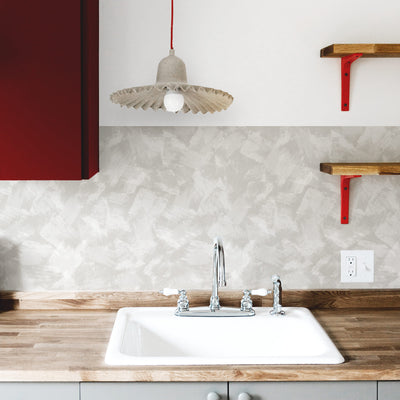 Neutral Limewash Paint Strokes Design Backsplash