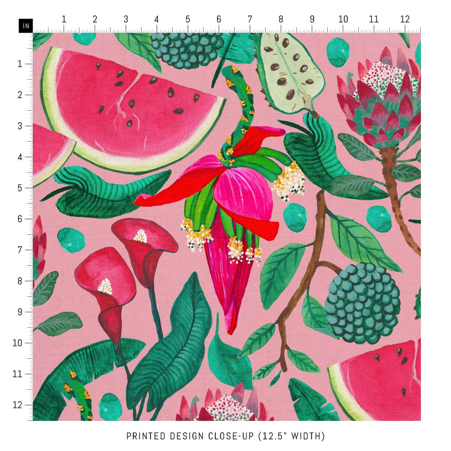 watermelon printed fabric design in pink