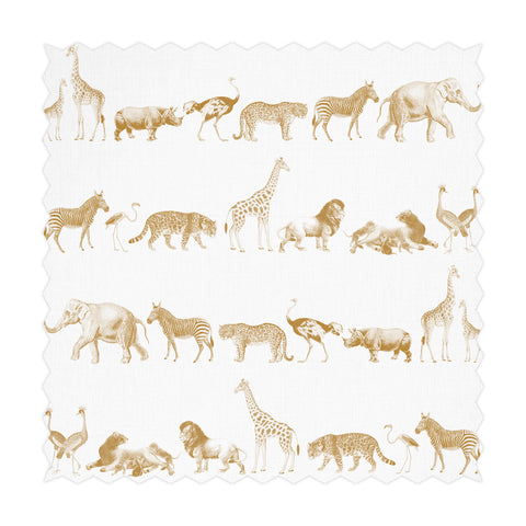 Tessuto stampato con animali da safari in stile vintage
