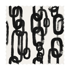 chain print fabric design in black and white