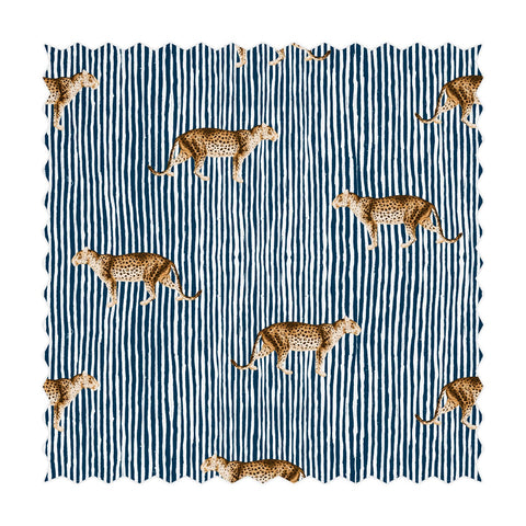 Tessuto Stampato Fantasia Leopardo Blu Intenso