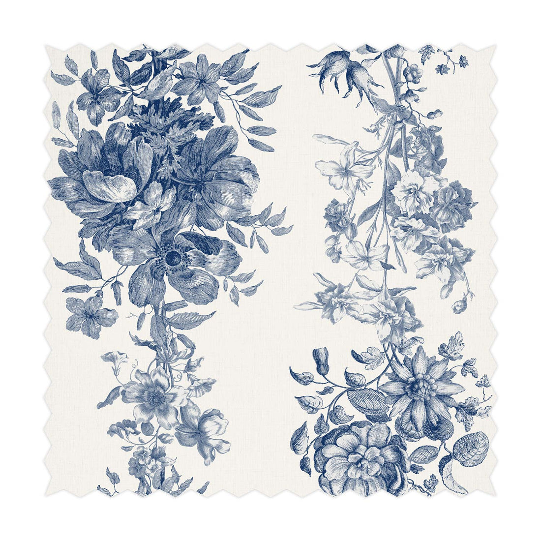 vintage fabric design with blue florals