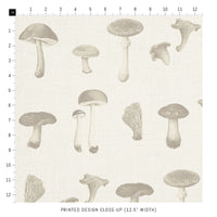 neutral mushroom patterned fabric design