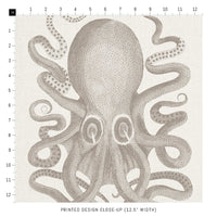 vintage neutral octopus print fabric