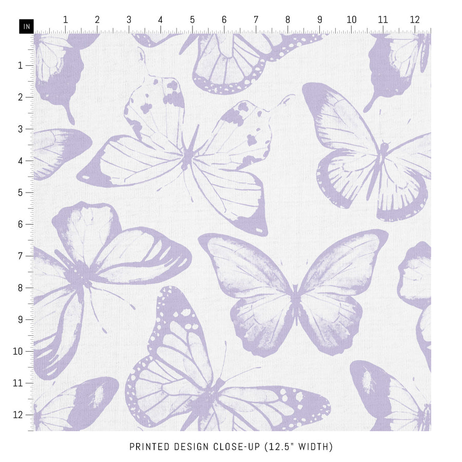 lavender color fabric with butterflies