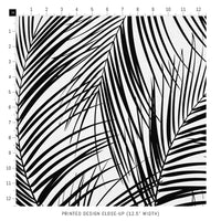 black and white palm leaves print fabric