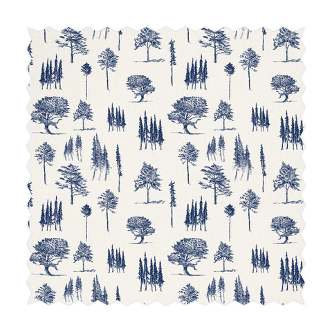 Tessuto con Stampa Foresta Blu Vintage