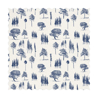 forest inspired print fabric in blue
