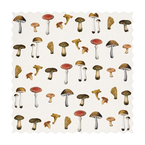 Tessuto Stampato Fantasia Funghi Selvatici