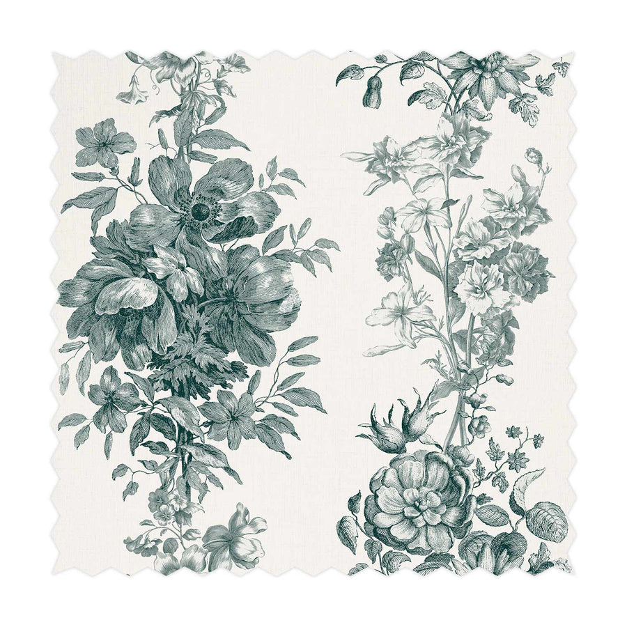 vintage green floral print fabric