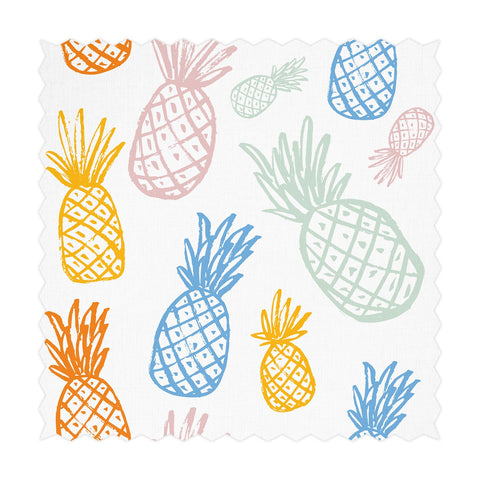 Tessuto stampato con motivo ananas eclettico