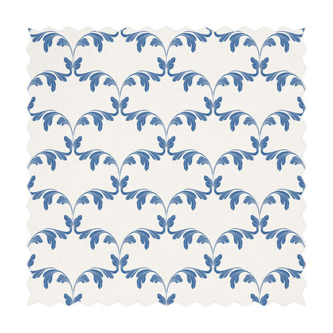 Blue Damask Design Printed Fabric