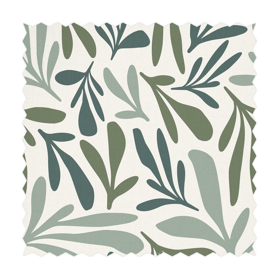 retro green floral print fabric