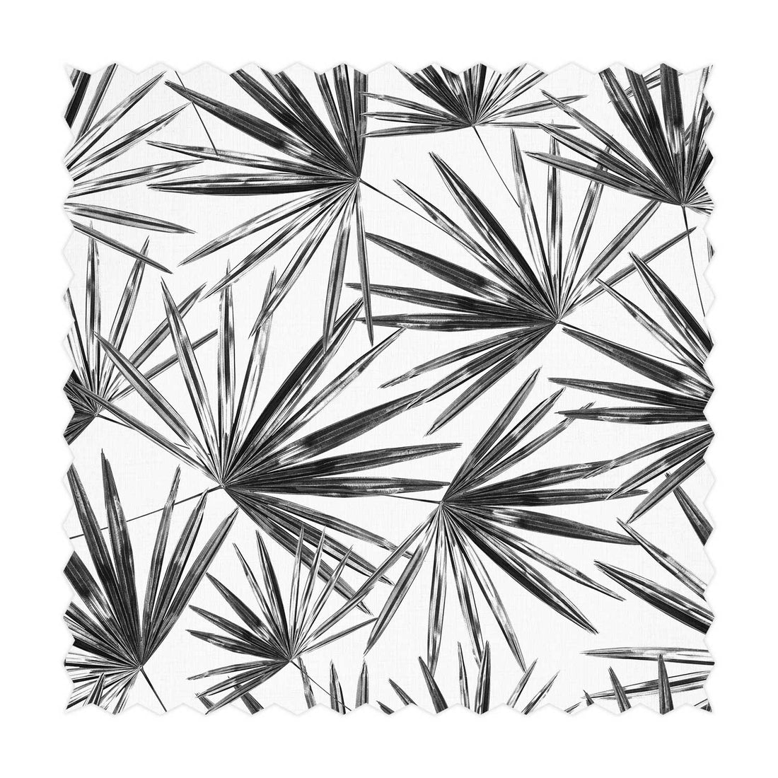 black and white classic palm leaf print fabric design