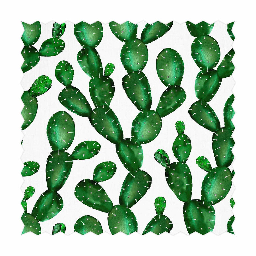 bright green cactus print fabric design