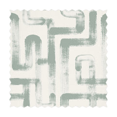 abstract line print fabric in sage green
