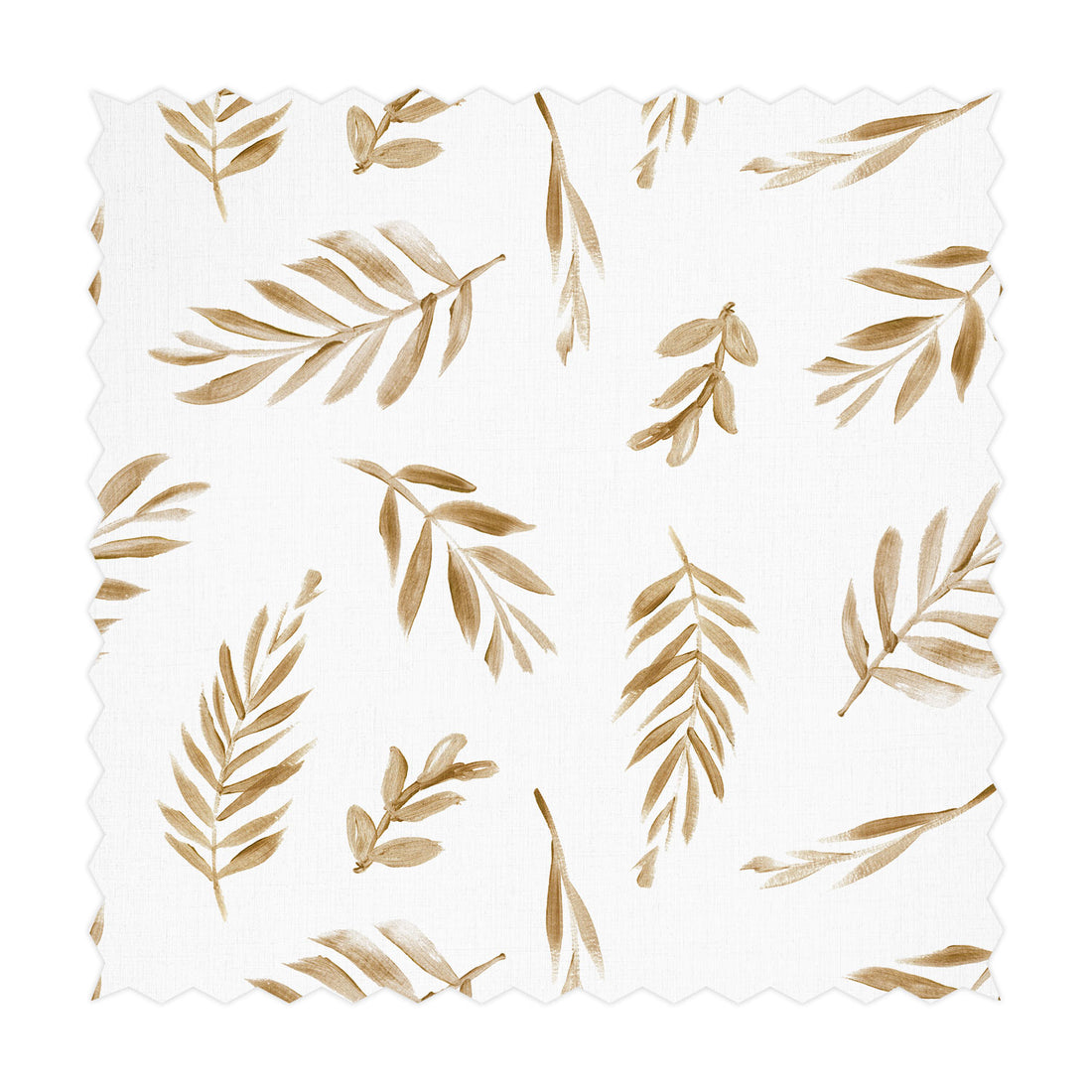 faux gold botanical leaves print fabric