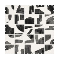 black and white abstract fabric design with zig zag details