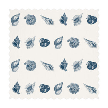 coastal shell design fabric in light blue