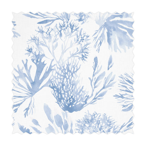 Blauer Aquarell-Korallenstoff mit Aufdruck