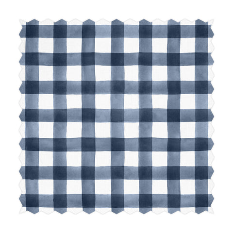 Blue Watercolor Plaid Design Printed Fabric