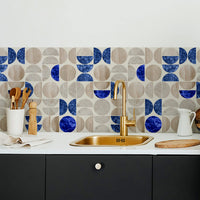 blue geometric kitchen backsplash designs 