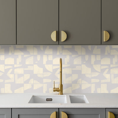 Pastel Geometric Tile Backsplash Design