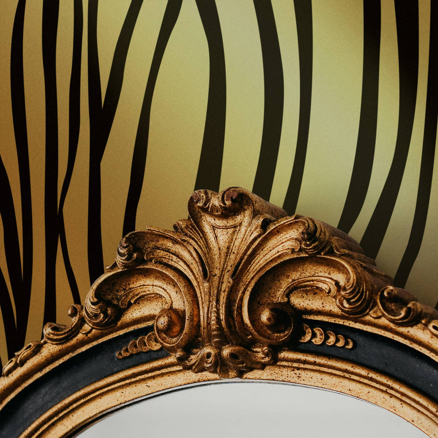 Metallic Gold Zebra Print Wallpaper