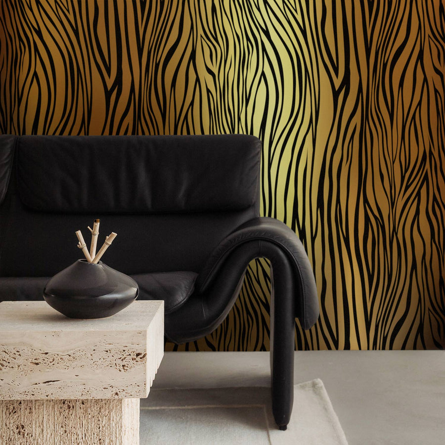 Metallic Gold Zebra Print Wallpaper