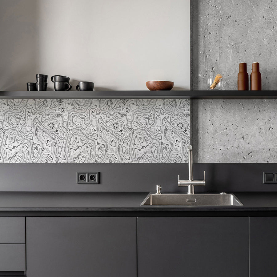 elegant grey backsplash design kitchen