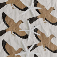 coastal style fabric design with pigeon pattern