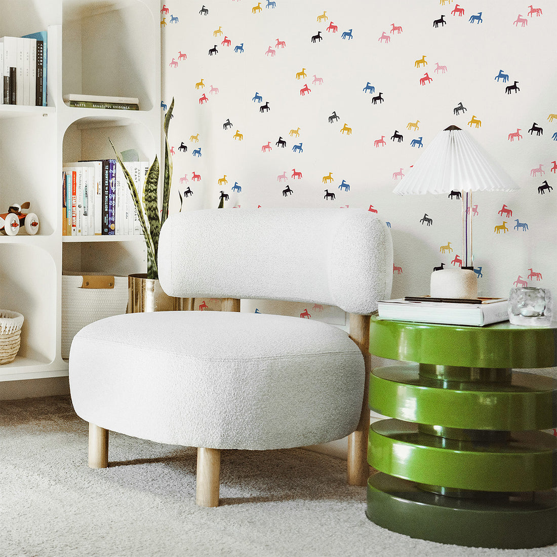 Colorful Tiny Geometric Horses Kids Wallpaper