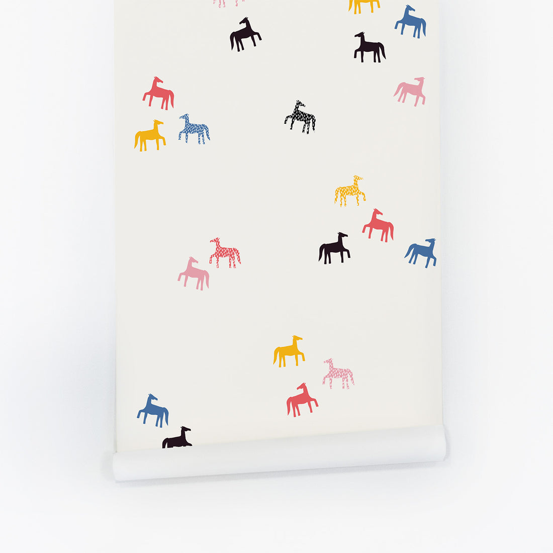 Colorful Tiny Geometric Horses Kids Wallpaper