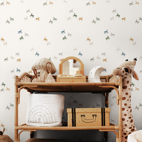 Tiny Geometric Horses Kids Wallpaper
