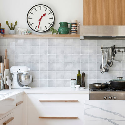 Light Grey Tiles Design Backsplash