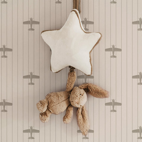 Hazelnut Vintage Airplane Wallpaper