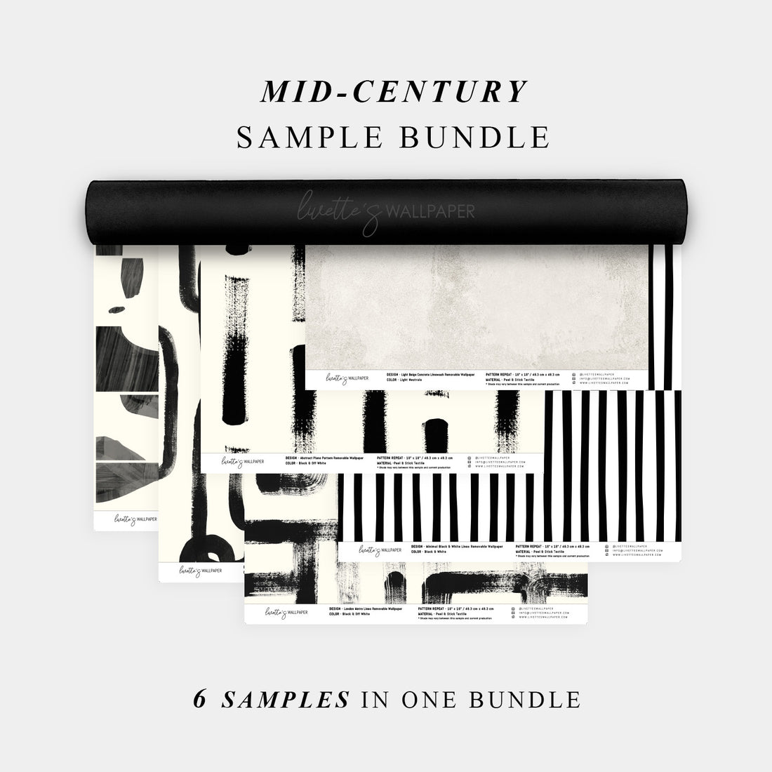 Tapetenmuster-Set – 6 Kalkputz-Tapetenmuster