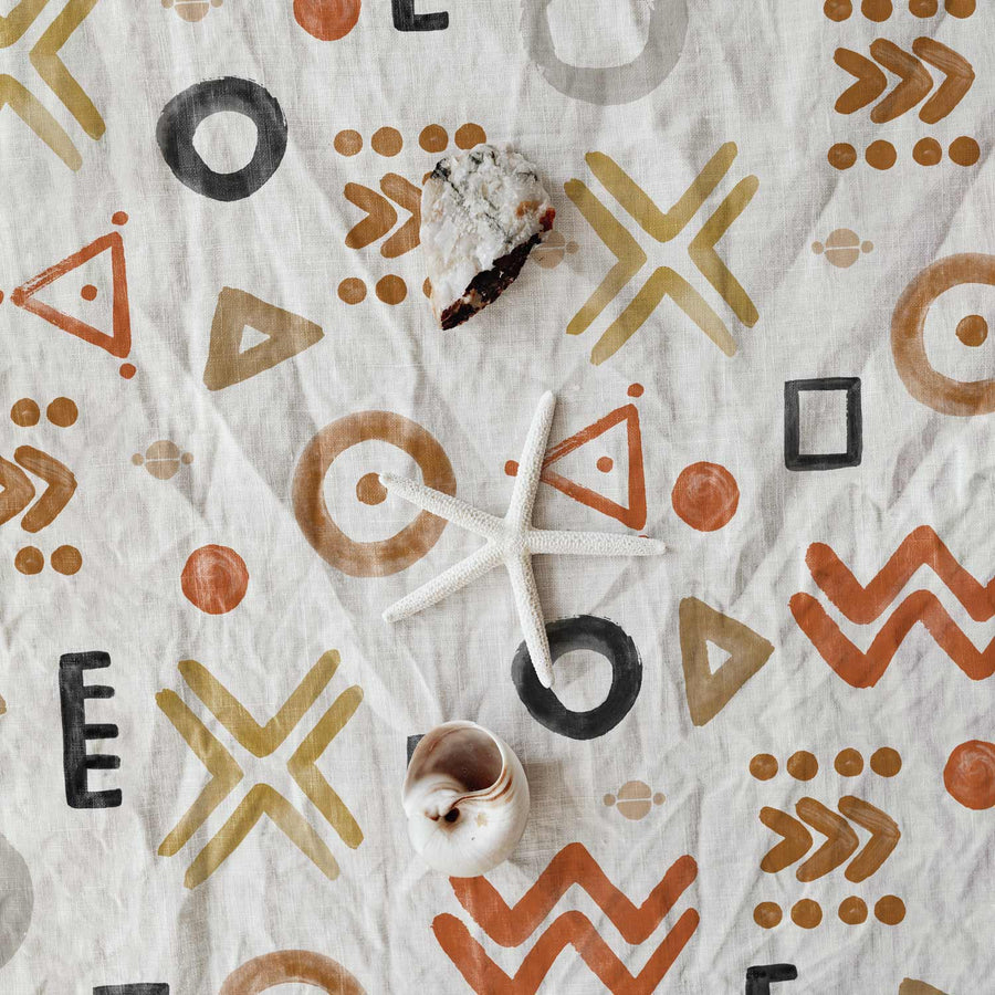 decorative fabric pattern with symbols