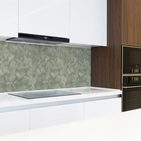 Olive Green Limewash Pattern Backsplash