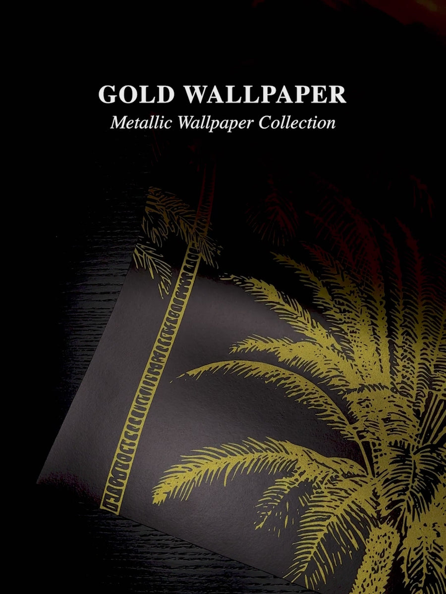 Metallic Gold Palm Leaves Wallpaper