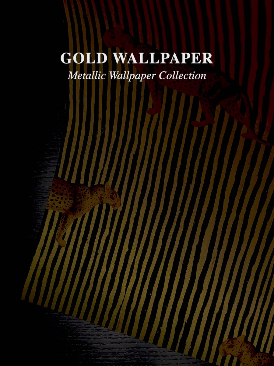 Bold Leopard Design Gold Metallic Wallpaper