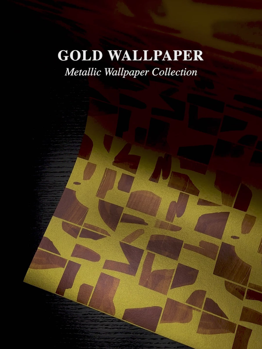 Geometric Golden Tile Design Metallic Wallpaper