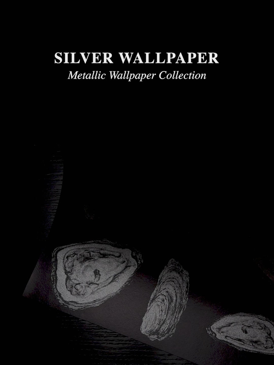 Silver Abstract Oysters Metallic Wallpaper