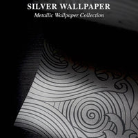 Silver Japanese Wave Pattern Metallic Wallpaper