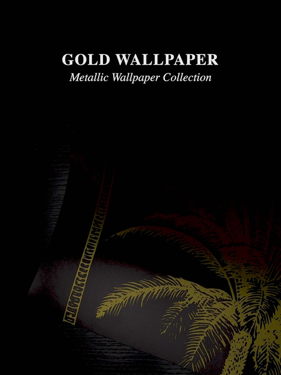 Metallic Gold Palm Leaves Wallpaper