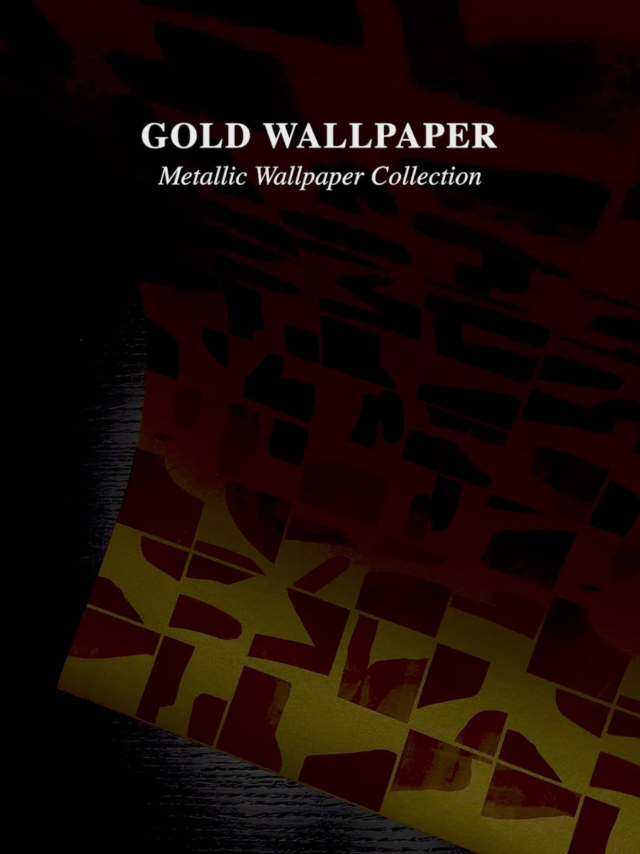 Geometric Golden Tile Design Metallic Wallpaper