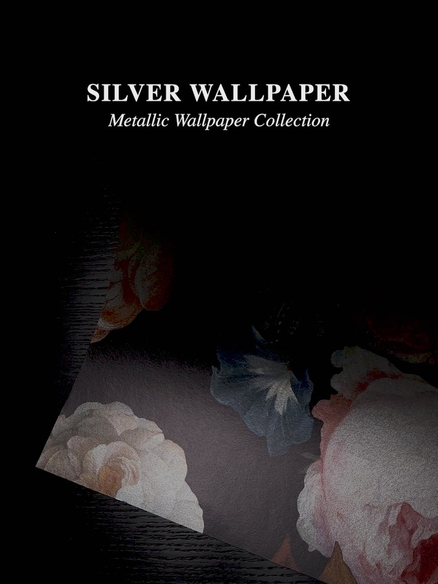 Silver Flower Bouquet Metallic Wallpaper