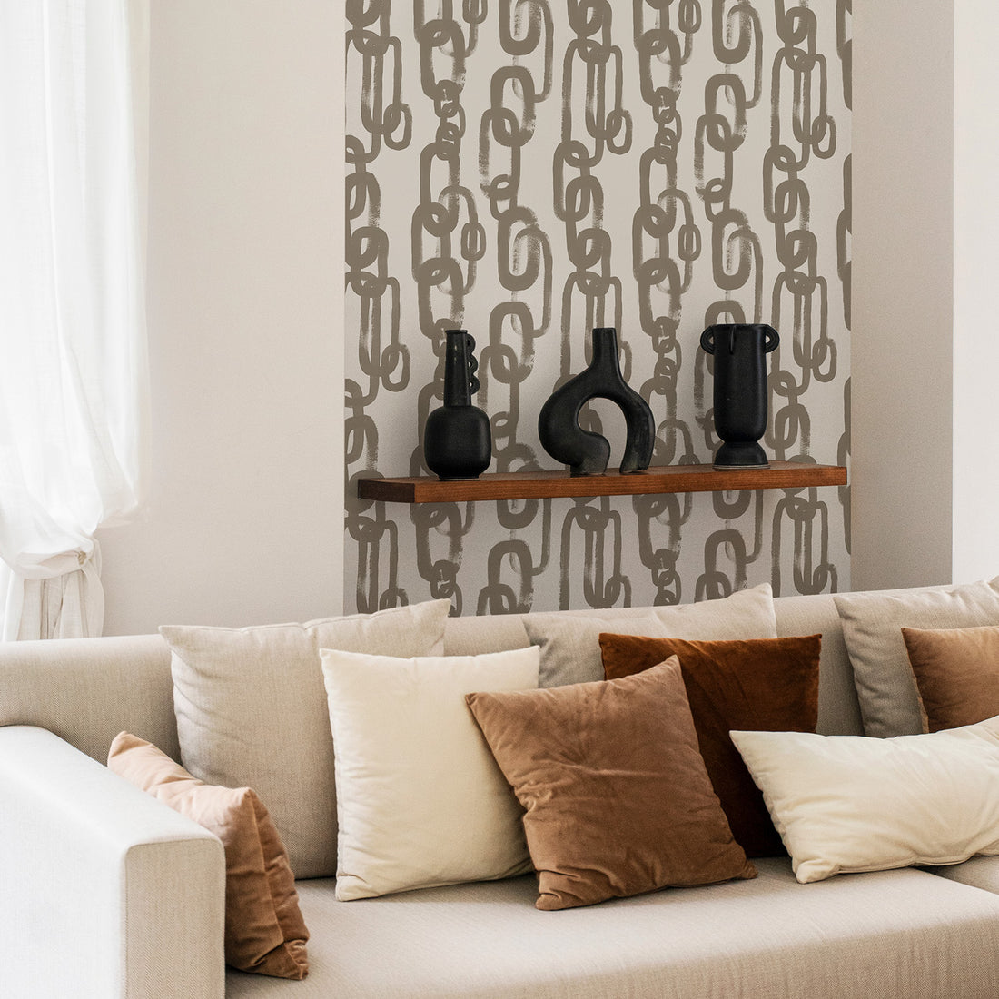 Taupe Color Chain Pattern © Wallpaper